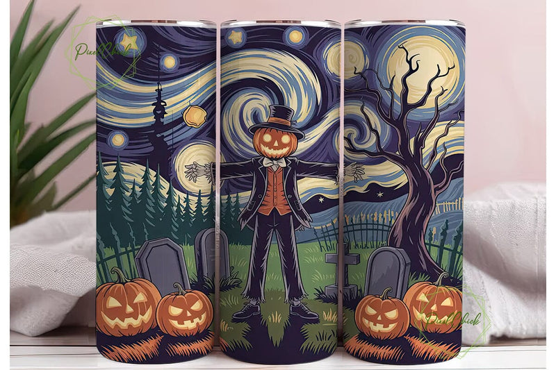 Starry Night Scarecrow 20oz Tumbler Wrap Sublimation PixelChick 
