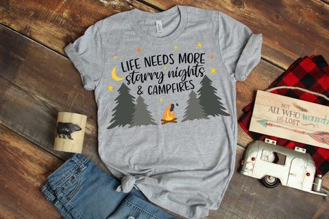 Starry Nights and Campfires Quote SVG for Camping Enthusiasts SVG Pickled Thistle Creative 