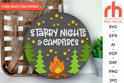 Starry Nights and Campfires SVG, Summer Door Sign Cut File SVG RedHelgaArt 
