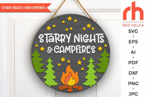 Starry Nights and Campfires SVG, Summer Door Sign Cut File SVG RedHelgaArt 