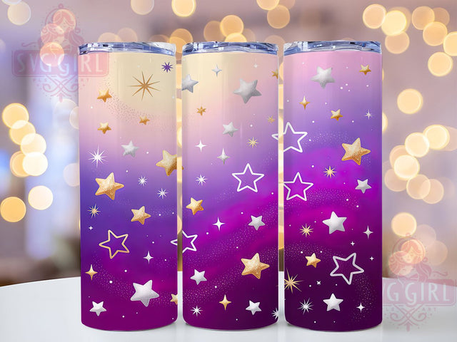 Starry Purple Pink Ombre Tumbler, Purple Pink Ombre, Glitter Tumbler Design, 20Oz Sublimation, Night Sky Art, Sparkle Ombre Wrap, Cosmic Glitter Printable Sublimation SvggirlplusArt 