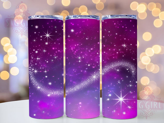 Starry Purple Pink Ombre Tumbler, Purple Pink Ombre, Glitter Tumbler Design, 20Oz Sublimation, Night Sky Art, Sparkle Ombre Wrap, Cosmic Glitter Printable Sublimation SvggirlplusArt 