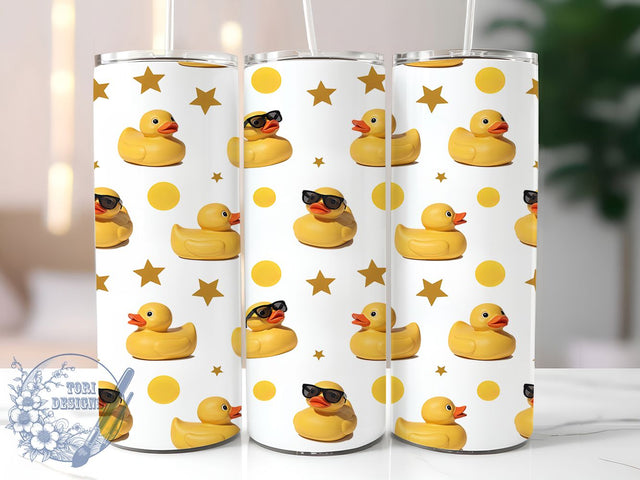 Starry Rubber Duck 20oz Tumbler, Rubber Duck, Star Pattern, Whimsical Style, Playful Aesthetic, Cute Design, Skinny Tumbler, Sublimation PNG Sublimation ToriDesigns 