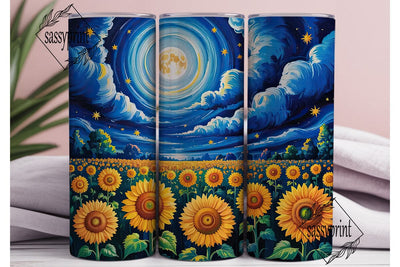 Starry Sunflower Field Tumbler Wrap PNG Sublimation sassyprint 