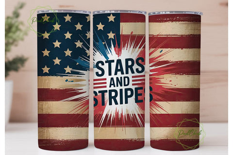 Stars and Stripes 20oz Tumbler Wrap Sublimation PixelChick 