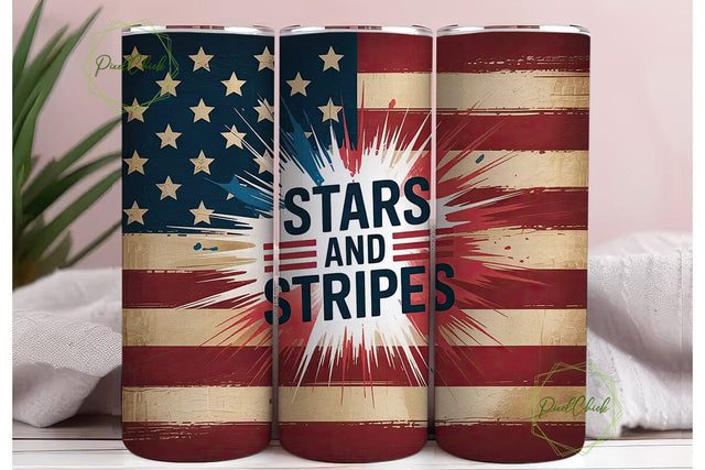 Stars and Stripes 20oz Tumbler Wrap Sublimation PixelChick 