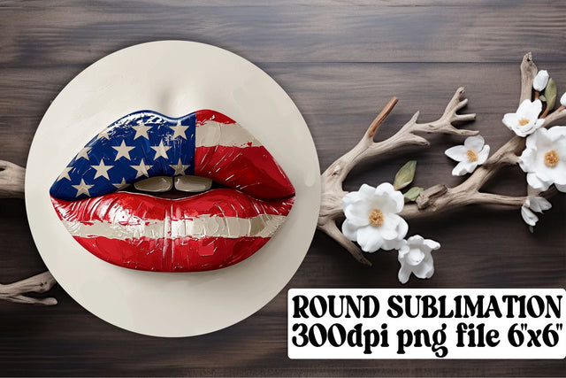 Stars and Stripes Lip Sublimation Variety with Coaster Sublimation afrosvg 