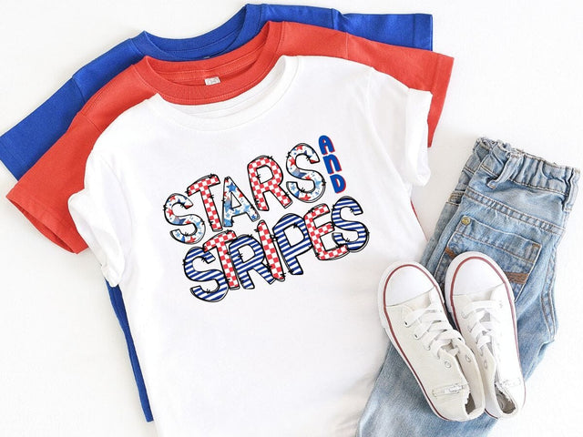 Stars and Stripes Patriotic Typography Digital Design | 4th of July SVG | Instant Download Sublimation So Fontsy VIP Design Shop 