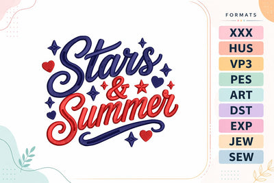 Stars and Summer 4th of July Quote Embroidery Design Embroidery/Applique DESIGNS sg embroidery 