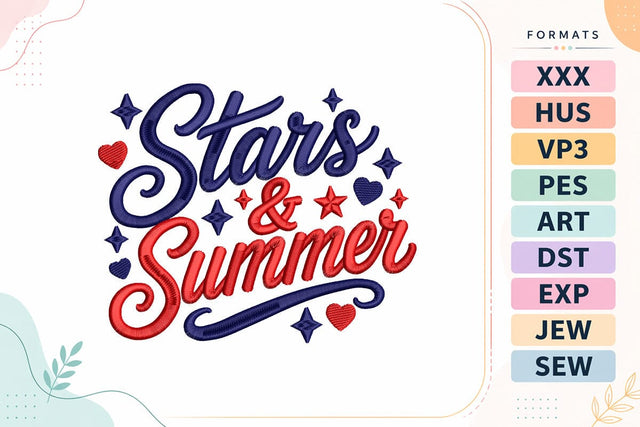 Stars and Summer 4th of July Quote Embroidery Design Embroidery/Applique DESIGNS sg embroidery 