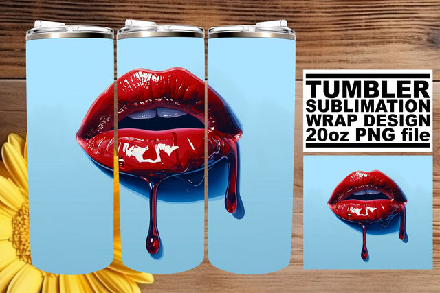 Stars & Lips: American Woman 20oz Tumbler Design Sublimation afrosvg 