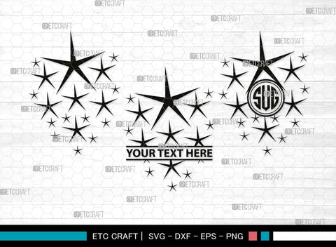 Stars Monogram, Stars Silhouette, Stars SVG, Glowing Stars Svg, Shooting Stars Svg, Sparkle Stars Svg, Sparkles Svg, SB00535 SVG ETC Craft 