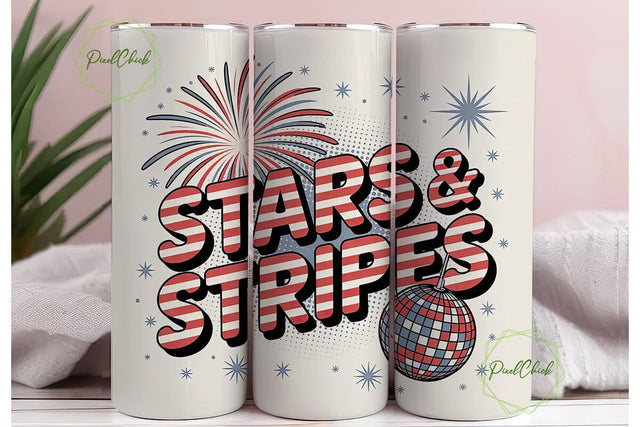 Stars & Stripes 20oz Tumbler Wrap Sublimation PixelChick 