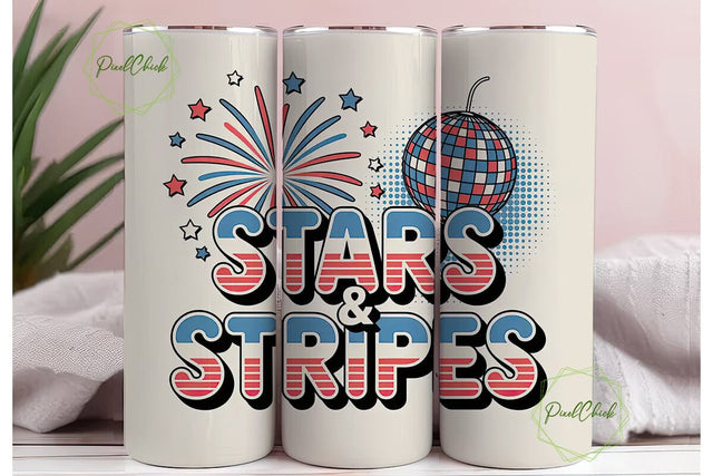 Stars & Stripes 20oz Tumbler Wrap Sublimation PixelChick 