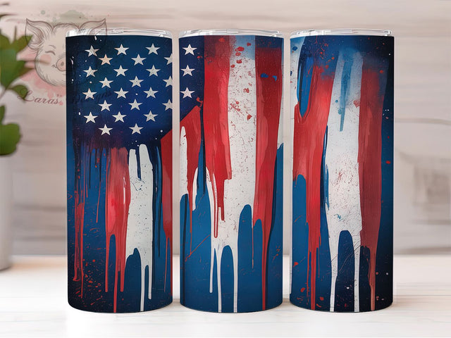 Stars & Stripes 4th of July 20oz Tumbler, Stars and Stripes Tumbler, American Flag Tumbler, Brushstroke Tumbler Design, Patriotic Tumbler, USA Tumbler Wrap, Independence Day Tumbler Sublimation Lara' s Designs 