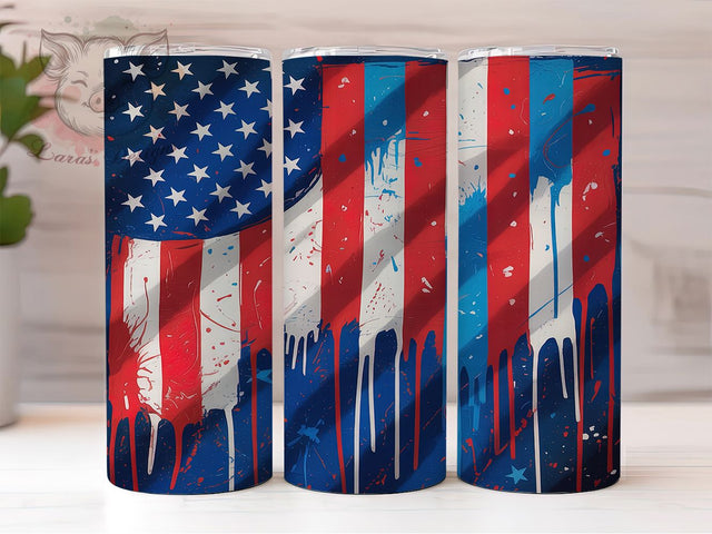 Stars & Stripes 4th of July 20oz Tumbler, Stars and Stripes Tumbler, American Flag Tumbler, Brushstroke Tumbler Design, Patriotic Tumbler, USA Tumbler Wrap, Independence Day Tumbler Sublimation Lara' s Designs 