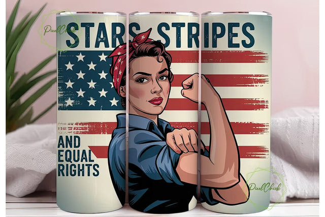 Stars Stripes and Equal Rights Tumbler Sublimation PixelChick 