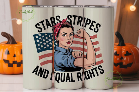 Stars Stripes and Equal Rights Tumbler Sublimation PixelChick 