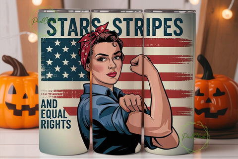 Stars Stripes and Equal Rights Tumbler Sublimation PixelChick 