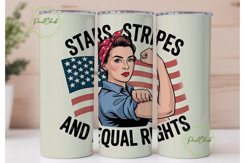 Stars Stripes and Equal Rights Tumbler Sublimation PixelChick 