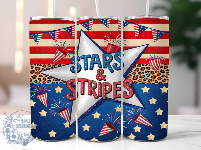 Stars & Stripes Leopard 20oz Tumbler, Leopard Print Tumbler, 20oz Tumbler Wrap, American Flag Tumbler, Patriotic Tumbler Design, Leopard Tumbler Wrap, Sublimation Tumbler Design Sublimation ToriDesigns 