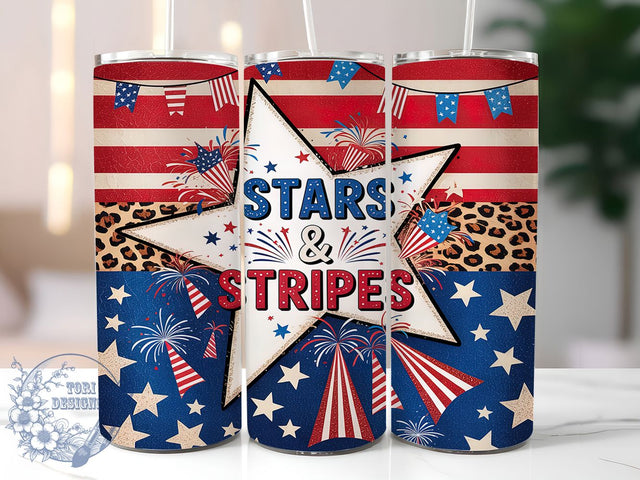 Stars & Stripes Leopard 20oz Tumbler, Leopard Print Tumbler, 20oz Tumbler Wrap, American Flag Tumbler, Patriotic Tumbler Design, Leopard Tumbler Wrap, Sublimation Tumbler Design Sublimation ToriDesigns 
