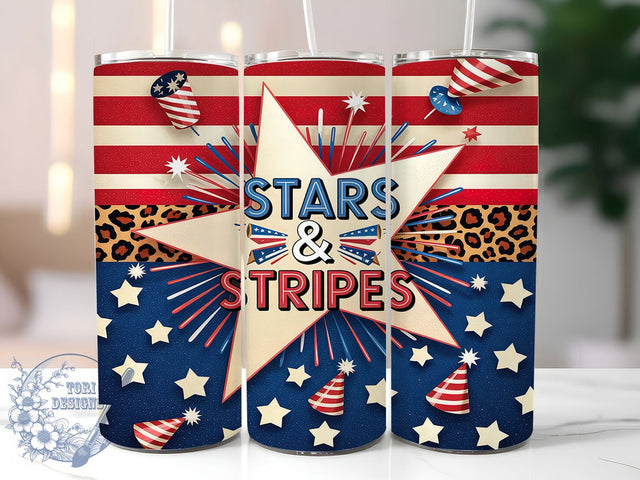 Stars & Stripes Leopard 20oz Tumbler, Leopard Print Tumbler, 20oz Tumbler Wrap, American Flag Tumbler, Patriotic Tumbler Design, Leopard Tumbler Wrap, Sublimation Tumbler Design Sublimation ToriDesigns 