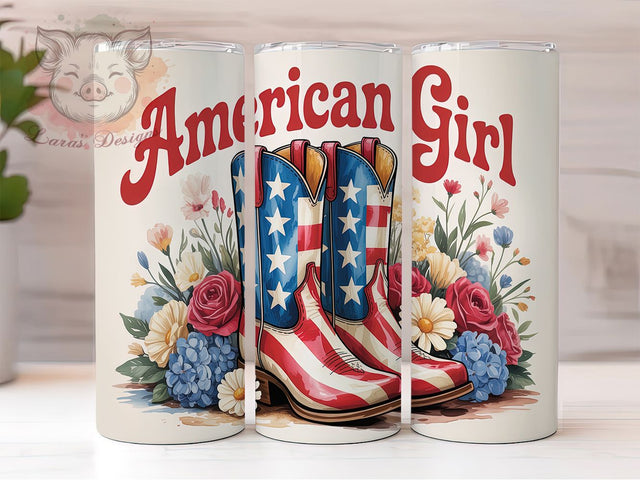 Stars & Stripes Patriotic Girl Tumbler, American Pride Design, USA Girl Power Cup, Fourth July Women, Patriotic Female Art, American Woman Design, Stars Stripes Girl Sublimation Lara' s Designs 