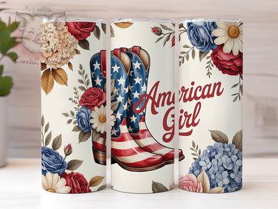 Stars & Stripes Patriotic Girl Tumbler, American Pride Design, USA Girl Power Cup, Fourth July Women, Patriotic Female Art, American Woman Design, Stars Stripes Girl Sublimation Lara' s Designs 