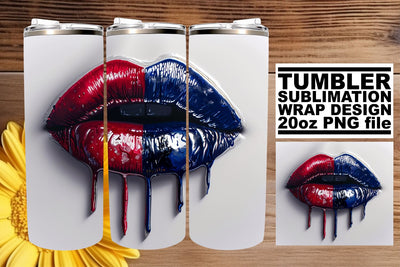 Stars & Stripes: Patriotic Lip Tumbler Design Sublimation afrosvg 