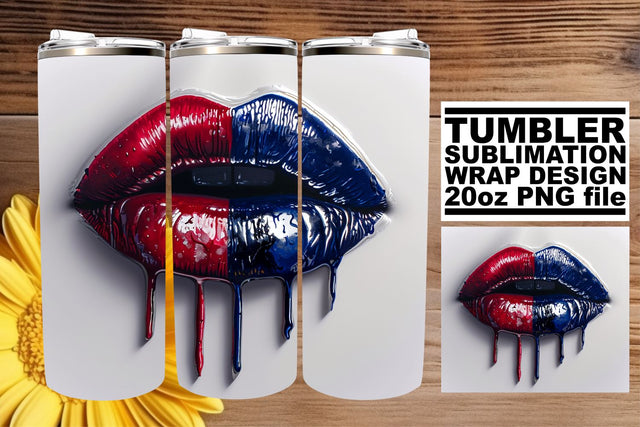 Stars & Stripes: Patriotic Lip Tumbler Design Sublimation afrosvg 