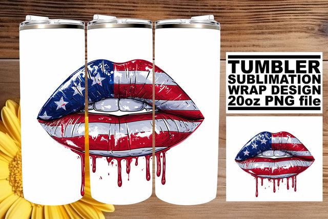 Stars & Stripes Smooch: Patriotic Lip Wrap Sublimation afrosvg 