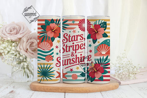 Stars Stripes & Sunshine Tumbler Wrap Sublimation sassyprint 