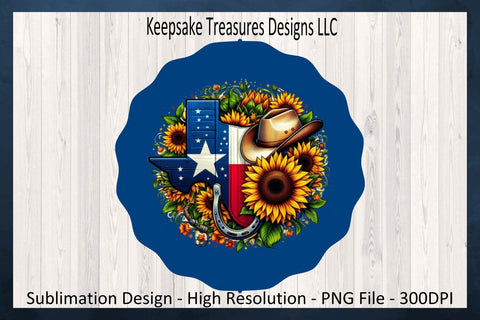 State Of Texas Sunflower Wind Spinner, Sublimation Wind Spinner Template, Png Printable Sublimation Keepsake Treasures Designs LLC. 