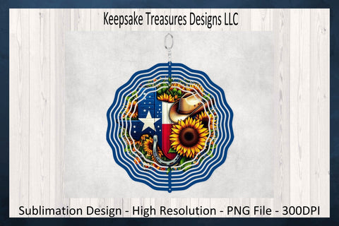 State Of Texas Sunflower Wind Spinner, Sublimation Wind Spinner Template, Png Printable Sublimation Keepsake Treasures Designs LLC. 