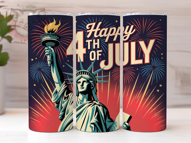 Statue Liberty Patriotic 20oz Tumbler, USA Flag Wrap, Sublimation Gift, Patriotic Mug, 20oz Tumbler Design, Statue of Liberty Graphic, American Pride Theme Sublimation Lara' s Designs 