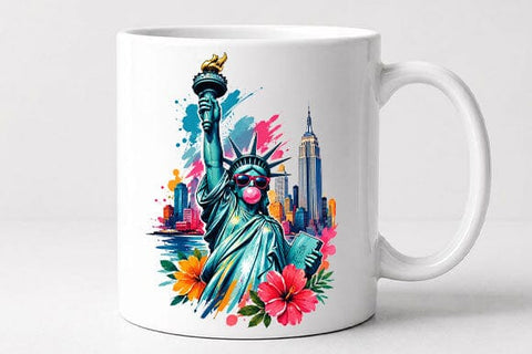 Statue of Liberty PNG Colorful Floral Sublimation PNG Digital Download SVG BillahCrafts 
