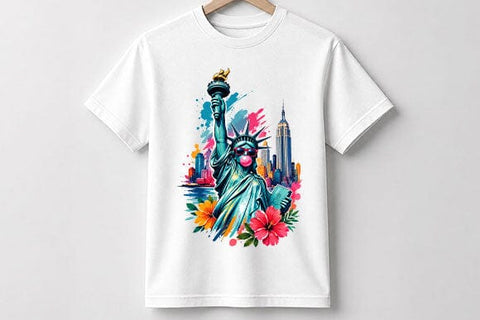 Statue of Liberty PNG Colorful Floral Sublimation PNG Digital Download SVG BillahCrafts 