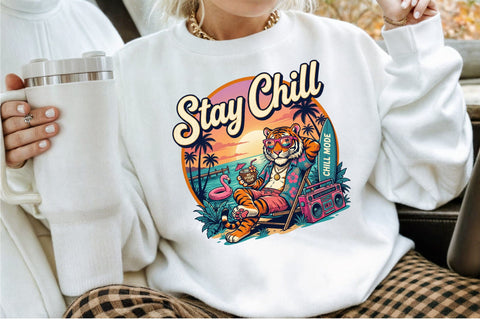 Stay Chill Tiger Summer Beach PNG Sublimation designartist 