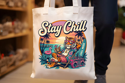 Stay Chill Tiger Summer Beach PNG Sublimation designartist 