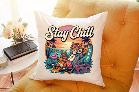 Stay Chill Tiger Summer Beach PNG Sublimation designartist 