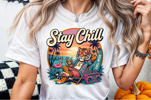 Stay Chill Tiger Summer Beach PNG Sublimation designartist 
