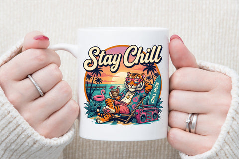 Stay Chill Tiger Summer Beach PNG Sublimation designartist 