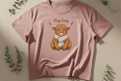 Stay Cozy Highland Cow Png, Cute Highland Cow Sublimation Design, Cozy Farm Animal Graphic, Fall Cow Shirt Png, Farmhouse Aesthetic Clipart SVG TiffsCraftyCreations 