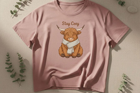 Stay Cozy Highland Cow Png, Cute Highland Cow Sublimation Design, Cozy Farm Animal Graphic, Fall Cow Shirt Png, Farmhouse Aesthetic Clipart SVG TiffsCraftyCreations 