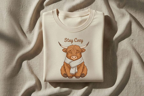 Stay Cozy Highland Cow Png, Cute Highland Cow Sublimation Design, Cozy Farm Animal Graphic, Fall Cow Shirt Png, Farmhouse Aesthetic Clipart SVG TiffsCraftyCreations 