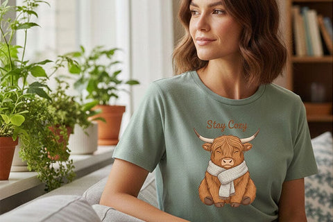 Stay Cozy Highland Cow Png, Cute Highland Cow Sublimation Design, Cozy Farm Animal Graphic, Fall Cow Shirt Png, Farmhouse Aesthetic Clipart SVG TiffsCraftyCreations 
