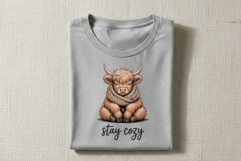 Stay Cozy Highland Cow Png, Cute Highland Cow Sublimation Design, Cozy Farm Animal Graphic, Fall Cow Shirt Png, Farmhouse Aesthetic Clipart SVG TiffsCraftyCreations 