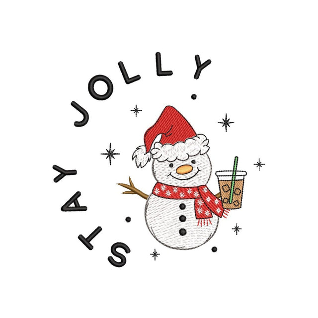 Stay Jolly Embroidery Design, Merry Christmas Machine Embroidery Design, Cute Snowman Embroidery Design, 3 sizes, Instant Download Embroidery/Applique DESIGNS Nino Nadaraia 