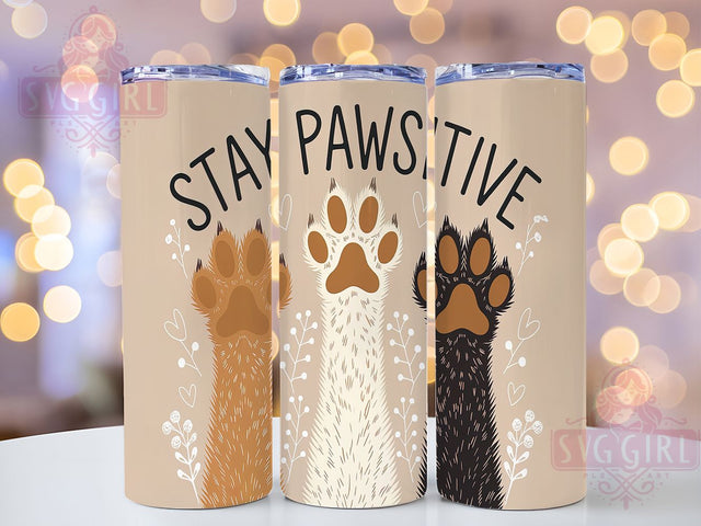 Stay Pawsitive Dog Lover Tumbler Wrap, Stay Pawsitive Tumbler, Inspirational Pet Tumbler, 20oz Sublimation Tumbler, Cute Dog Quote Tumbler, Paw Print Tumbler Design, Motivational Dog Tumbler Sublimation SvggirlplusArt 